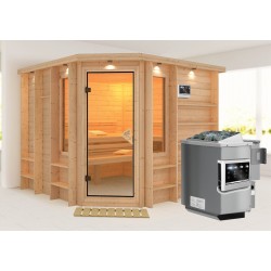 Karibu Sauna Marona - 40 mm Premiumsauna - Eckeinstieg inkl. gratis Zubehörpaket Karibu Sauna Marona - 40 mm Premiumsauna - Eckeinstieg inkl. gratis Zubehörpaket