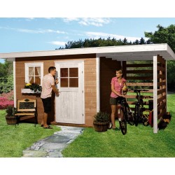 Weka 28 mm Gartenhaus 170 A mit Anbau (150 cm) Weka 28 mm Gartenhaus 170 A mit Anbau (150 cm)
