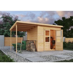 Karibu Gartenhaus Berlin inkl. Anbaulounge - Sommeraktion Karibu Gartenhaus Berlin inkl. Anbaulounge - Sommeraktion
