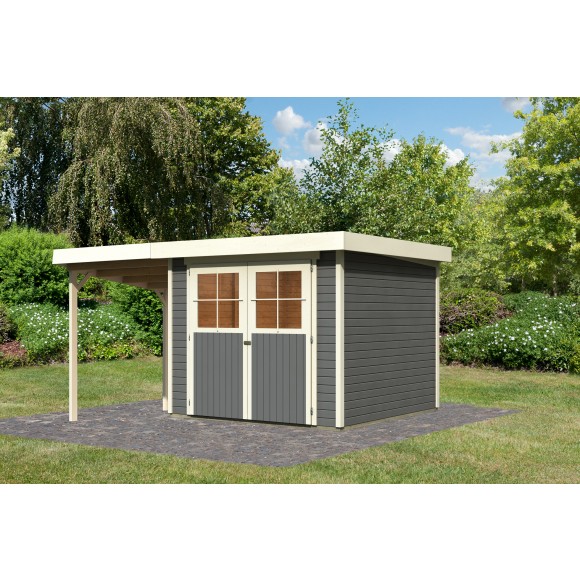 Karibu Eco Gartenhaus Limburg 3/5 mit 220 cm Schleppdach - 19 mm ... Karibu Eco Gartenhaus Limburg 3/5 mit 220 cm Schleppdach - 19 mm ...