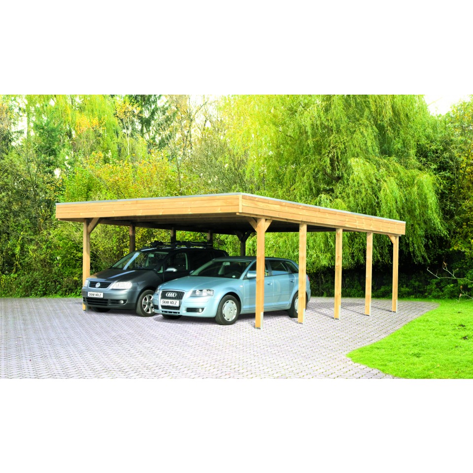 Skan Holz Flachdach Doppelcarport