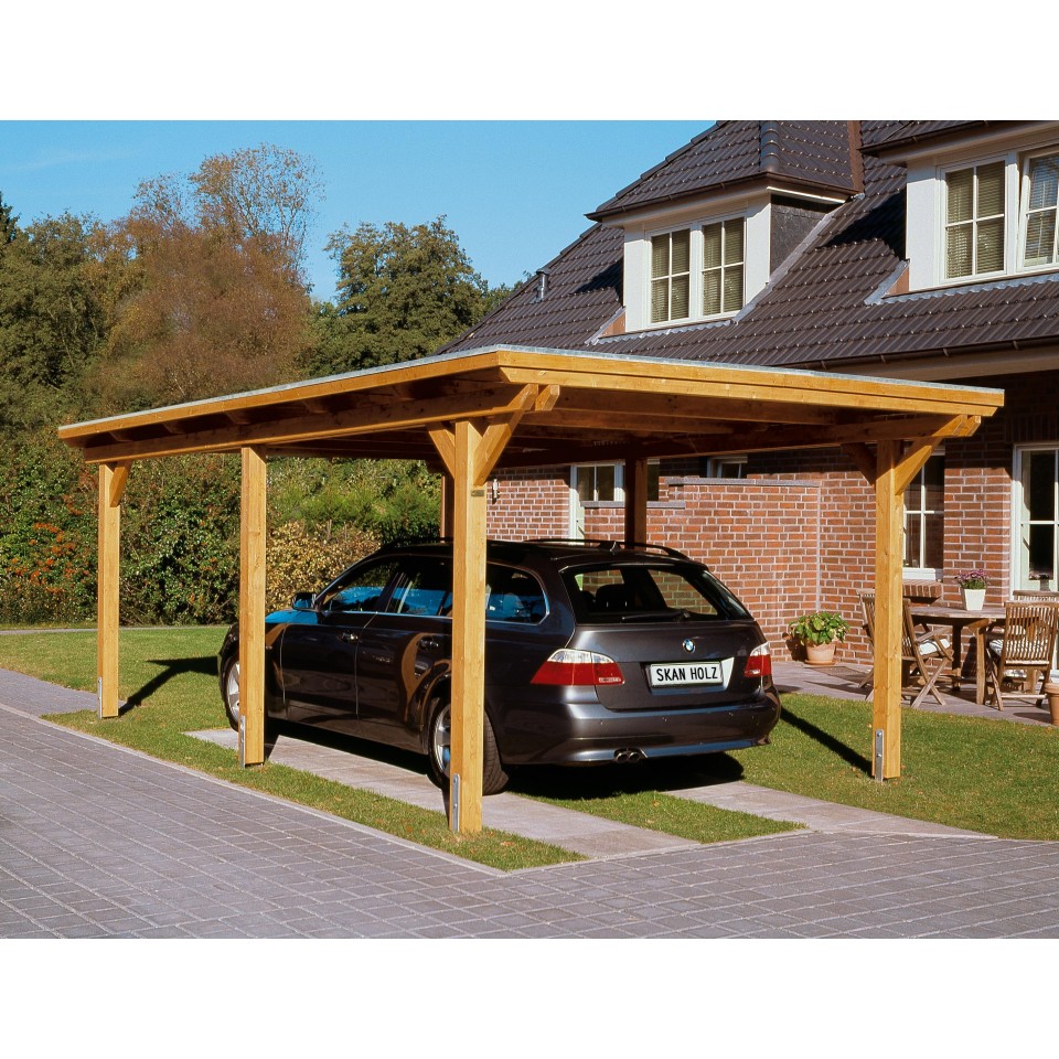 Skan Holz Flachdach Carport Aus Leimholz Breite 354 Cm Mein 