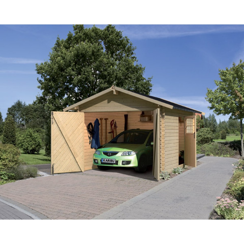 Karibu Garage Blockhausgarage 28 mm natur | karibu ...