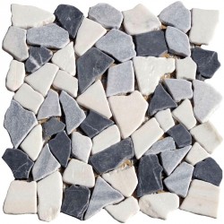 Naturstein Bruchmosaik 8 mm Schwarz Grau Weiss Mix Naturstein Bruchmosaik 8 mm Schwarz Grau Weiss Mix