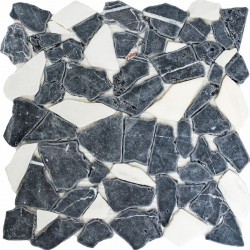 Naturstein Bruchmosaik 8 mm Schwarz Weiss Mix Naturstein Bruchmosaik 8 mm Schwarz Weiss Mix