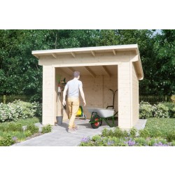Skan Holz Gerätehaus Ole mit offenem Arbeitsbereich - 28 mm Skan Holz Gerätehaus Ole mit offenem Arbeitsbereich - 28 mm