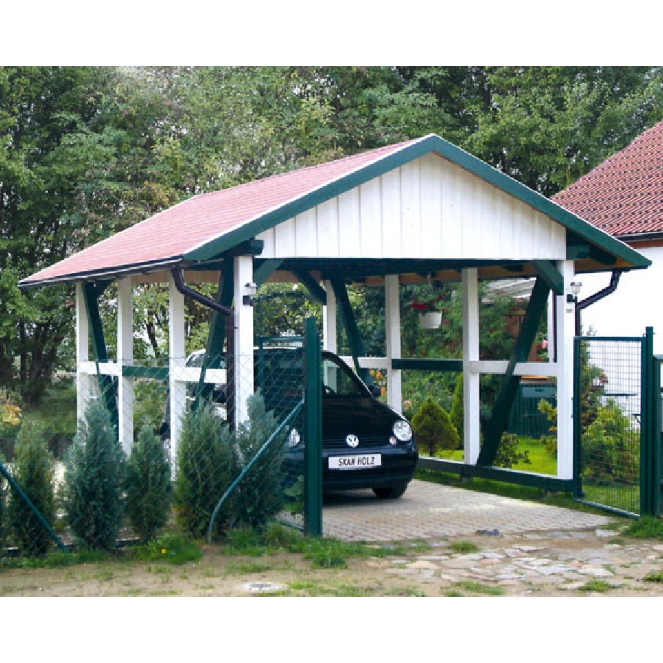 Skanholz Schwarzwald Satteldach Einzelcarport